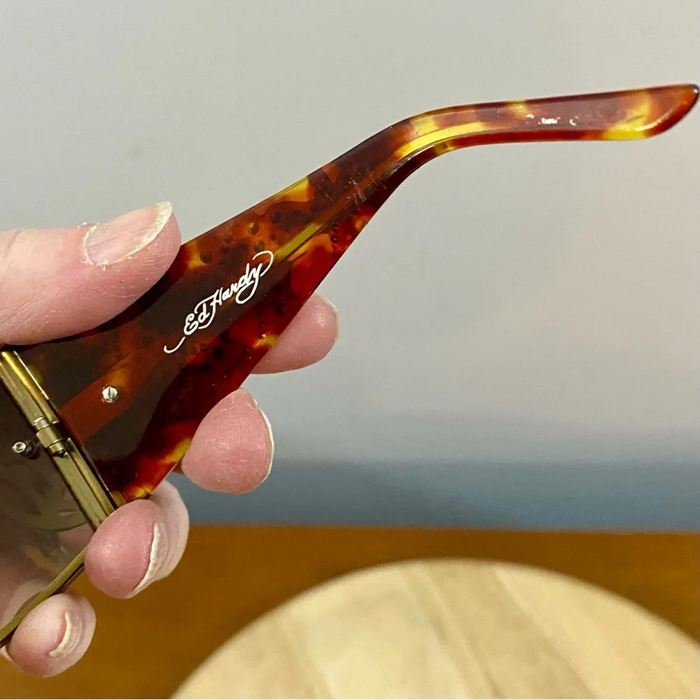 Ed Hardy EHS 039 Love Kills Slowly 3‎ Sunglasses Tortoise Sz 78-16-112 Skull